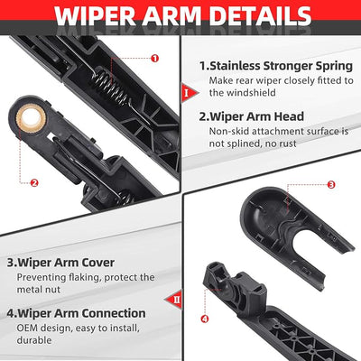 OTUAYAUTO Rear Windshield Back Wiper Arm Blade Set - Replacement for KIA Sportage 2011 2012 2013 2014 2015 2016 OE:988111H000