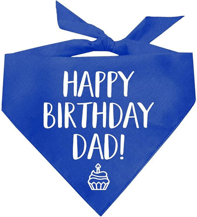 Happy Birthday Dad! Dog Bandana | 100% Cotton Adjustable Triangle | Made in USA | Birthday Party Supplies | Outfit Prop Photoshoot |Royal, One Size (171)