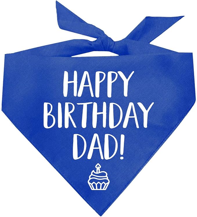 Happy Birthday Dad! Dog Bandana | 100% Cotton Adjustable Triangle | Made in USA | Birthday Party Supplies | Outfit Prop Photoshoot |Royal, One Size (171)