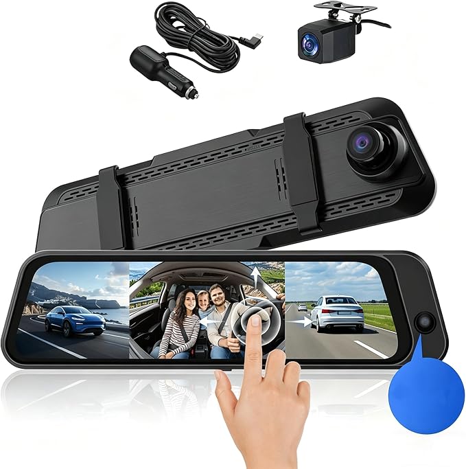 Three Recording Camera: 4K+2K+2K HD Car Dash Cam with Voice Control, Wi-Fi Rearview Camera, WDR Night Vision, G-Type Sensor, 24H Parking Monitoring & ABS