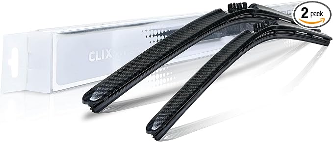 ClixWipers 24" + 16" (Set of 2) Black Carbon All Weather Premium Automotive Replacement Windshield Wiper Blades, Passenger and Driver Side Winter Wiper Blades for Various Car Models