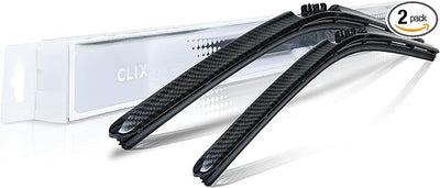 ClixWipers 24" + 20" (Set of 2) Black Carbon Fiber All Weather Premium Automotive Replacement Windshield Wiper Blades, Passenger and Driver Side Winter Wiper Blades for Various Car Models