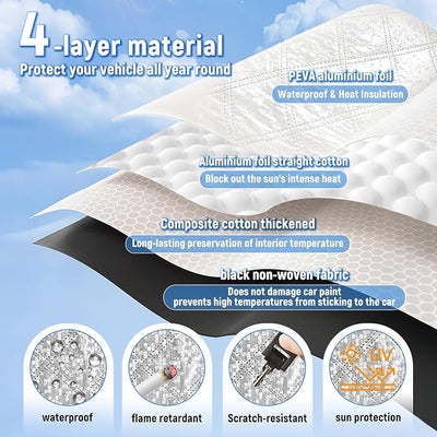 Car Windshield Cover for Ice and Snow for Hyundai Venue 2020-2025, Durable Magnetic Winter Frost Hail Guard with Side Window and Mirror Protector,Sedans