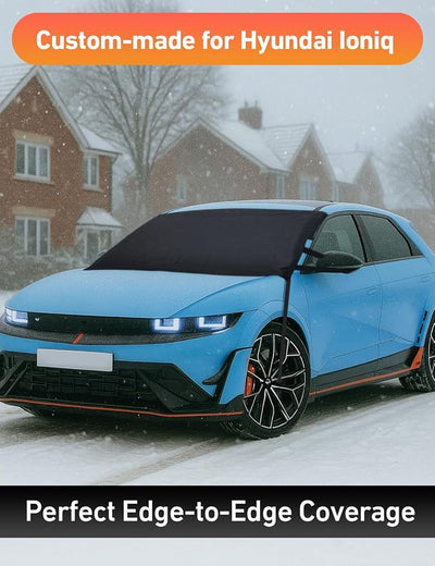 EcoNour Car Snow Cover Compatible for Hyundai Ioniq 5 Ioniq 6 | Windshield Cover for Ice and Snow with S-Hook Straps | Heavy-Duty 600D Oxford Winter Car Cover, Waterproof & Anti-Slip