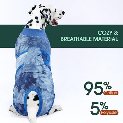 Kuoser Dog Surgery Recovery Suit, Anti Licking Surgical Suit for Dogs Male Neuter, Soft Dog Surgery Suit Female Spay Subsititute E-Collar Cone, Doggie Body Suits After Surgery Blue Tie Dye XL