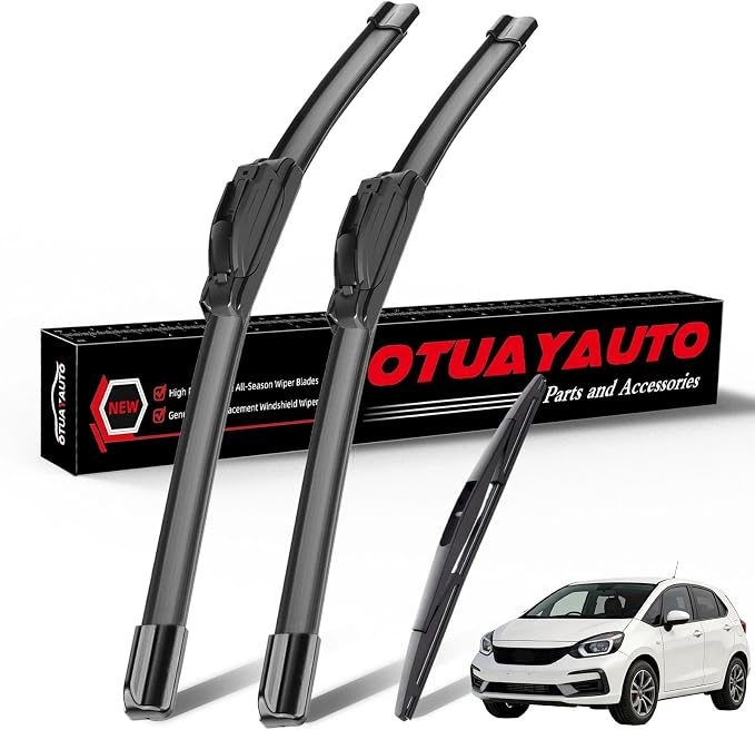OTUAYAUTO Windshield Wiper Blades Replacement for Honda Fit 2009-2020 All-Extreme Weather Performance Quiet No Trace Front and Rear Wipers U/J Hook 28"+14"+14" (Pack of 3)
