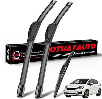 OTUAYAUTO Windshield Wiper Blades Replacement for Honda Fit 2009-2020 All-Extreme Weather Performance Quiet No Trace Front and Rear Wipers U/J Hook 28"+14"+14" (Pack of 3)