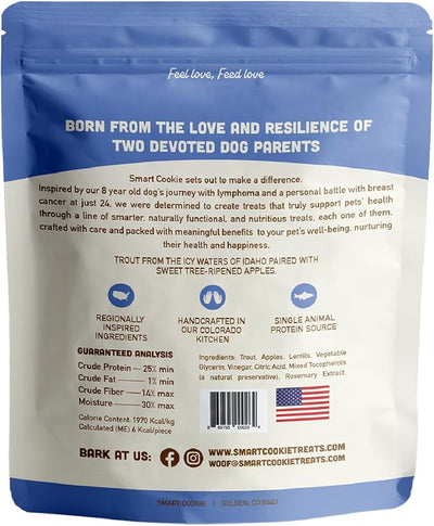 Smart Cookie Healthy Soft Dog Treats - Trout & Apple - Grain Free Limited Ingredient Training Treats for Dogs with Sensitive Stomach & Allergies, Natural Novel Protein, Made in the USA (5oz.)