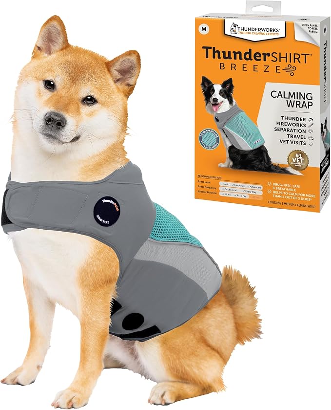 Breeze for Dogs, Medium, Aqua, Extra Breathable Mesh Fabric, Dog Anxiety Relief Vest for Every Day Stress & Calming During Thunder Storms and Fireworks