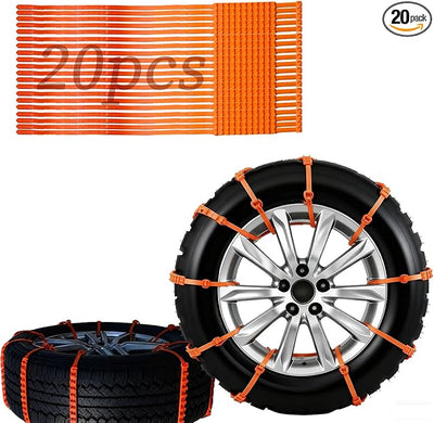 Universal Anti-Skid Snow Tire Chains for Cars SUV Trucks - Adjustable 14-19 Inch Emergency Winter Traction Tire Chains, Easy Installation Heavy Duty Anti-Slip Ice Road Tire Chains (Orange)