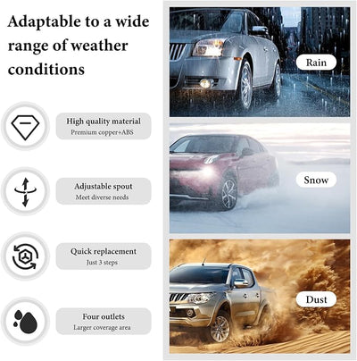 4PCS Front Windshield Washer Nozzles, 4 Holes Spray Jet Windshield Arm Mounted Wiper Nozzle, Auto Window Wiper Washer Spurter Straight Pillar Sprayer for Car Truck SUV