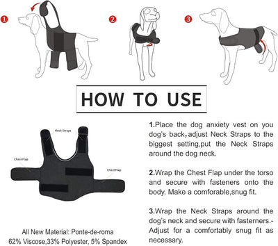 Comfort Dog Anxiety Relief Coat, Dog Anxiety Calming Vest Wrap for Thunderstorm,Travel,4th of July Fireworks,Vet Visits,Separation (M,Rose)