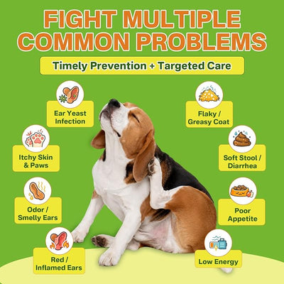 puyrzoe Natural Yeast Infection Treatment for Dogs, Itchy Ears, Skin, Paws & Allergy Relief, Yeast Treatment for Dogs, Supports Gut & Immune Health, Reduces Itching, Irritation & Inflammation, 120ml