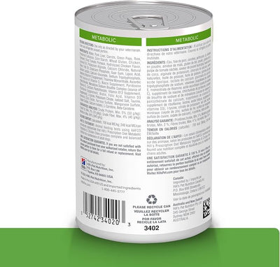 Hill's Prescription Diet Metabolic Weight Management Wet Dog Food, Vegetable & Chicken Stew, 12.5 oz. Cans, 12-Pack