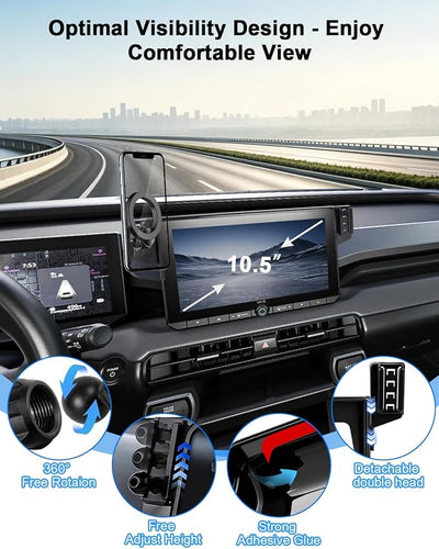 PZK Magsafe Dual Phone Mount for Toyota RAV4 2026 Accessories 10.5'' Screen | 2026 RAV4 Car Phone Holder Fixed Clip 360° Rotation Strong Magnetic Phone Cradles Not Affect Vent (Not Fit 12.9-inch)
