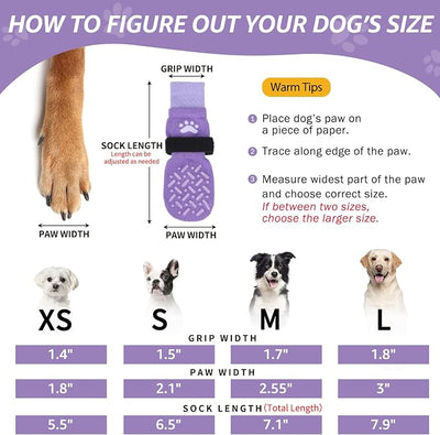 SCENEREAL Anti Slip Dog Socks to Prevent Licking Paws for Hot/Cold Pavement, Paw Protector Traction Control on Hardwood Floor, Dog Shoes Booties for Puppy Small Medium Large Senior Dogs, Purple S