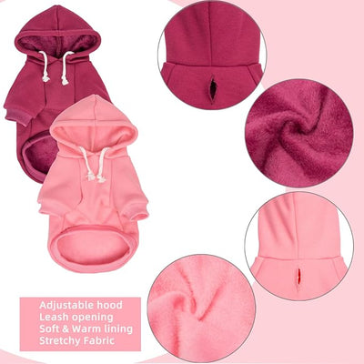 2-Pack Dog Hooded Sweaters & Jackets - Soft Dog Clothes Hoodie for Small/Medium/Large Dogs & Cats | All-Season Comfort & Fit, Stylish Pet Shirts Apparel & Accessories (Pink, Purple, X-Small)