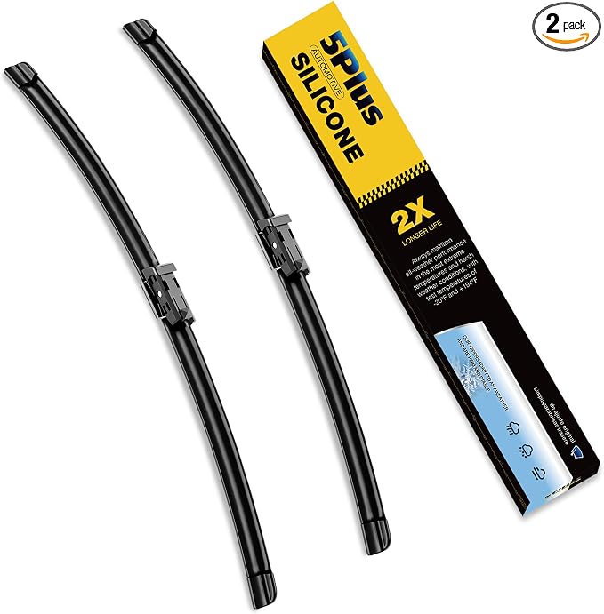 5 PLUS Premium Silicone Wiper Blades 22"+21" Front Fit Narrow Top Lock Arms | 5 PLUS Wipers Fits 2022-2024 Ford Maverick, Waterproof Rain Wiping, Streak-Free Visibility, Long Lasting Harsh Weather Design