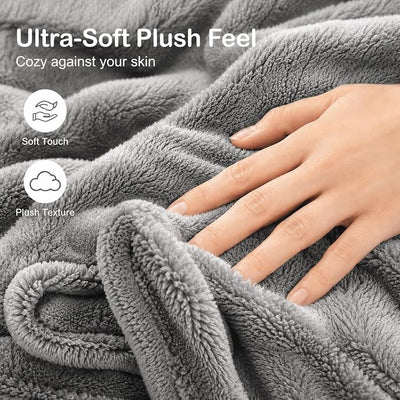 Eydna Electric Heated Blanket Full Size 72"x84",Fast Heating Throw, Soft Plush Microplush for Bed & Couch, 10 Hours Auto Off & 5 Heating Levels, Machine Washable, Gifts for Womens & Family-Light Gray