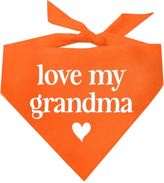 Love My Grandma Mother's Day, Valentine's Day Dog Bandana (Orange, XS 399)