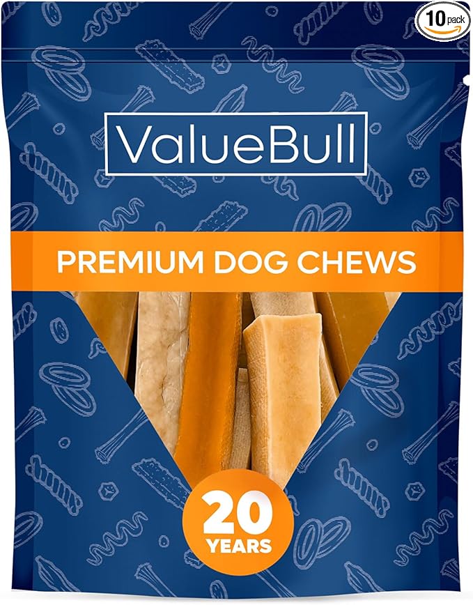 ValueBull Himalayan Yak Cheese Dog Chews, Medium, 10 ct - Long Lasting for Aggressive Chewers, All Natural, Healthy & Safe, Low Odor Nepal Yak Milk Chews