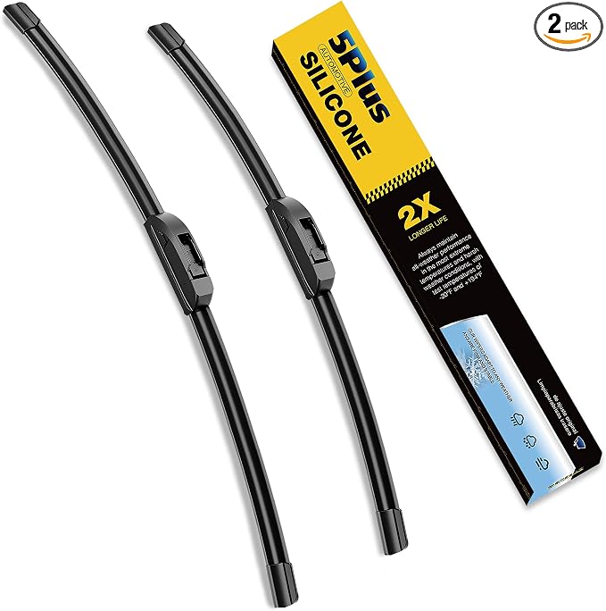 5 PLUS Premium Silicone Wiper Blades 28"+20" Front Windshield Wipers 2-PACK | 5 PLUS Wipers Fits 2011-2020 Toyota Sienna, Waterproof Rain Wiping, Streak-Free Visibility, Long Lasting Harsh Weather Design