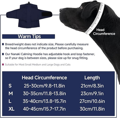 Nanaki Soft Calming Hoodie for Fireworks & Thunderstorm Noise Protection, Dog Ear Covers for Blow Drying Grooming, Dog Ear Wrap Hematoma Anti-Scratching, Snoods for Dogs Eating Drinking, Blue, M