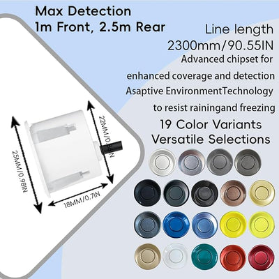 LCD Parking Sensor Kit - Displays Data on Original Screen, Easy Rear Installation, Compatible with All Camera Formats (AHD, CVBS), 18 Probe Colors to Match Any Vehicle（Silver）