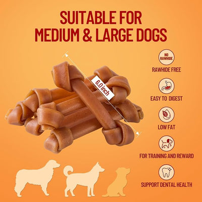 PETPHABET Dog Treats Peanut Butter Bones, 6 inch Rawhide Free Chews 6 Count, Digestible Chewing Snacks for Medium Large Dogs, Natural Healthy Snacks for Training Rewards, 15 oz