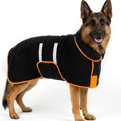 Bienbee Dog Bathrobe, Quick Drying Super Absorbent Pet Robes for Small Medium Large Dogs, Drying Coat for After Bath & Swim, Warm & Cozy Dogs Towels, Dog Puppy Bath Supplies, Black XXL