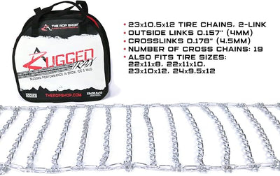 The ROP Shop | Pair of 2 Link Tire Chains & Tensioners 23x10x12 for Snow Blowers, Lawn & Garden Tractors, Mowers & Riders, UTV, ATV, 4-Wheelers, Utility Vehicles