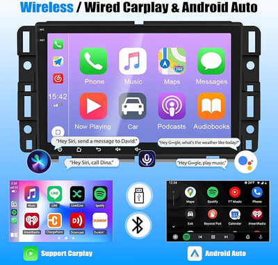 Android 13 Car Stereo Radio for Buick Enclave 2008-2012 with Wireless CarPlay & Android Auto, 8" IPS Touch Carplay Screen for Car, Bluetooth/WiFi/GPS/SWC/Mirror Link/Split Screen 2+32G