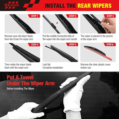 BERG REGEN Silicone Windshield Wiper Blades Replacement for Ford Explorer 2023 2022 2021 2020 2019 2018-2011 Windshield Wipers (Pack Of 3) Automotive Replacement Windshield Wiper Blades - 26"/22"/11"