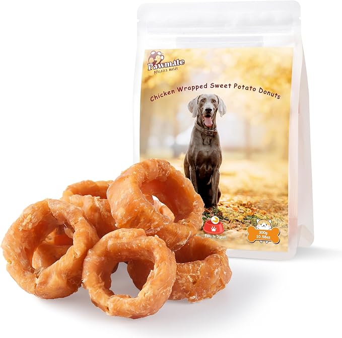Chicken & Sweet Potato Dog Treats, Soft Dog Treats Donut, High Protein Low Fat Natural Dog Jerky Chews for Small and Large Dogs, Puppy & Senior Dog Snacks, 10.6 oz