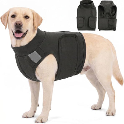 AOFITEE Dog Anxiety Vest, Adjustable Dogs Calming Vest, Dog Thunder Jacket for Dogs Anxiety Fireworks, Thunder, Travel, Separation, Compression Shirt with Reflective Trims Grey XL