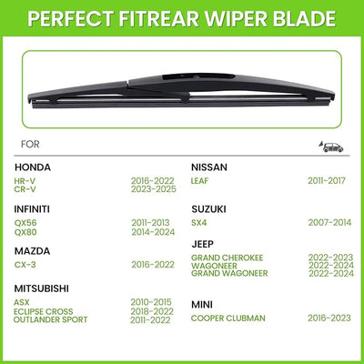 PARRATI® 10 Inch Rear Wiper Blade Replacement for 2016-2022 Honda HRV 2023-2025 CRV/2011-2013 Infiniti QX56/2011-2017 Nissan Leaf,All-season windshield wiper(10-B)