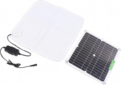 Pomya Solar Panel Pet Heating Blanket, 12V 50W Portable Rapid Heating Pad with Safety Battery Box, Soft Blanket for Outdoor Camping Car Travel Use
