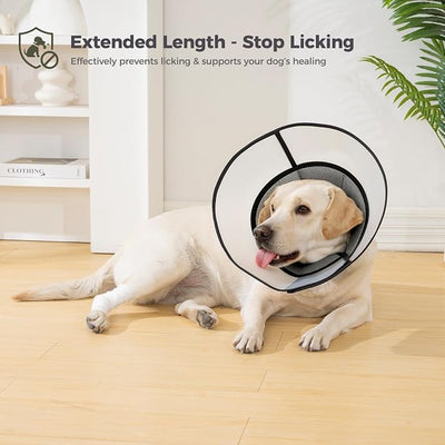 Avont Dog Cone Collar After Surgery, Alternative Adjustable Elizabeth Cone for Medium Large Dogs, Comfy Breathable Pet Recovery Collar to Stop Licking -Dark Green(M)