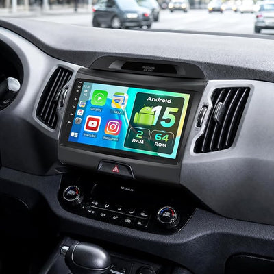 [2G+64G] Android 15 Car Radio for Kia Sportage 2010-2016 Car Stereo with Wireless Carplay Android Auto, 9 Inch HD Touchscreen with WiFi GPS Bluetooth5.0 FM/RDS USB SWC MIC