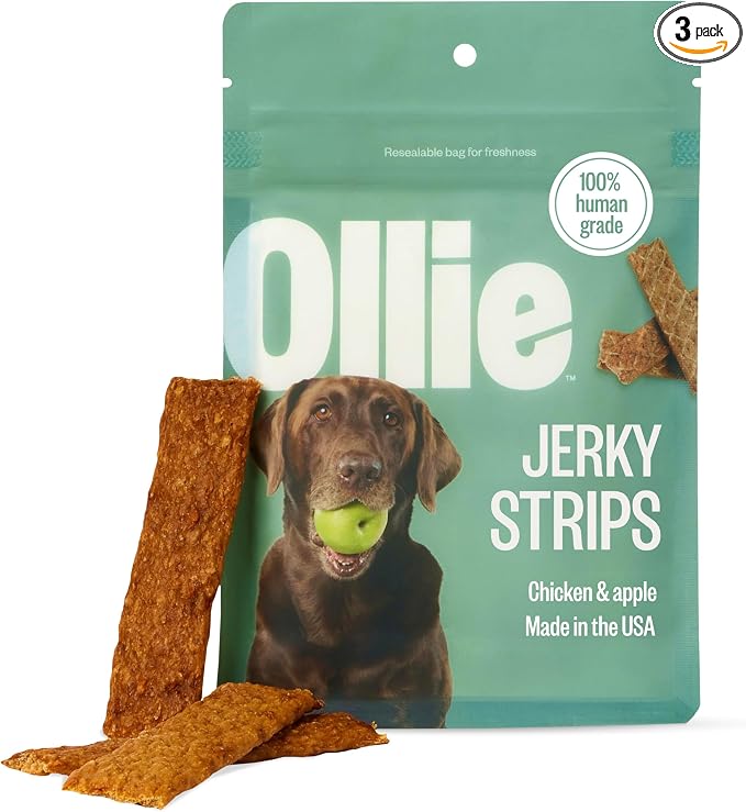 Chicken and Apple Jerky Dog Treats, 5 oz Pack of 3, All Natural, Healthy Snacks, Made with Real Meat, Human Grade, for Dogs