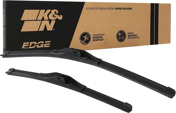 K&N EDGE Wiper Blades: All Weather Performance, Superior Windshield Contact, Streak-Free Wipe Technology: 26" + 22" (Pack of 2)
