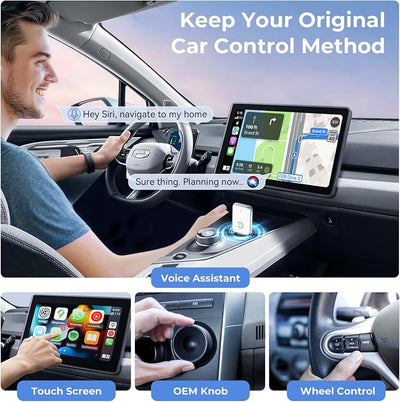 Wireless Carplay Adapter for iPhone, Convert Wired Car Play to Wireless, 2 in 1 Plug and Play Mini CarPlay and Android Auto Adapter for iOS 10 Android 11 +, Cars with Built-in Carplay (Off White)