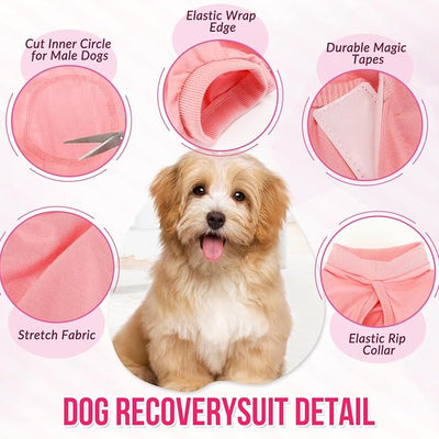 SlowTon Dog Recovery Suit - Surgery Recovery Suit for Female Male Dogs, Dog Onesie After Spay Abdominal Wounds, E-Collar Cone Alternative Prevent Licking Pet Surgical Suit(Light Pink,XL)