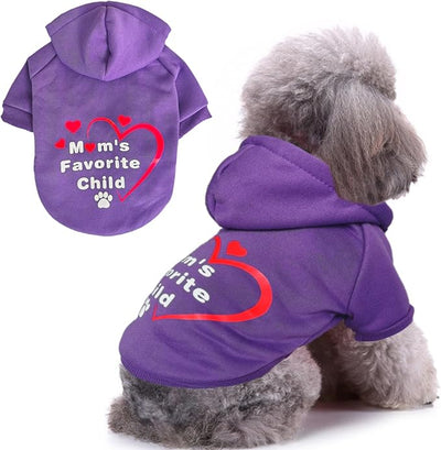 Jecikelon Print Dog Hoodies for Small Dogs, Soft Fleece Puppy Clothes for Pet Cat, Warm Winter Outfits Cold Weather Coats, Cute Sweatshirt Puppies Costume (Purple, XX-Small)