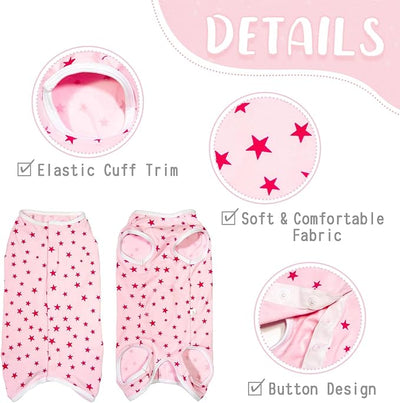 Dog's Recovery Suit Post Surgery Shirt for Puppy, Small Dog Surgical Recovery Suit for Female Male Dogs, Dog Onesie Protect Surgical Wound(Pink Stars-xs)