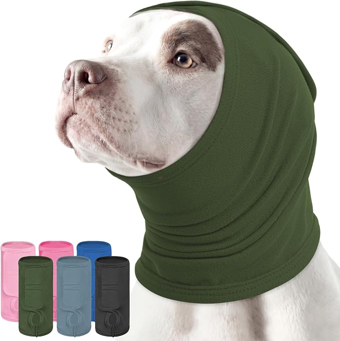 KOESON Dog Calming Hoodie for Large Breeds, Adjustable No Shake Ear Wraps for Dogs, Soft Dog Ear Muffs Noise Protecion, Pet Head, Ear & Neck Covers for Thunder, Firework, Separation Anxiety, Hematoma
