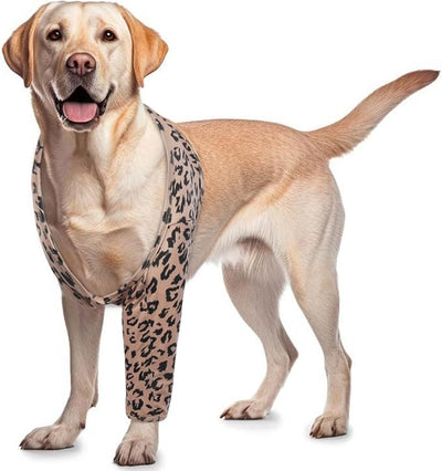 ROZKITCH Dog Elbow Sleeve for Front Right Left Leg, Pet Prevent Licking Wound Elbow Knee Protector, Dog Recovery Suit Cone Collar Alternative for Sprain ACL CCL Arthritis Joint Care Brown S