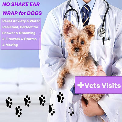 Dog Calming Hoodie Anxiety Relieve, Dog Ear Muffs Noise Cancelling, Firework, Bathing, Ear Wrap, Quiet Head Cover Sleeves Ear Covers for Bath, Thunderstorms, Grey, S