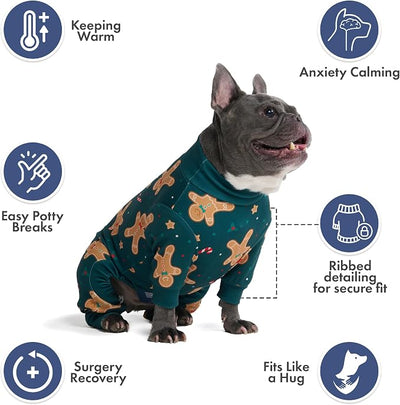Spark Paws Dog Christmas Pajama, Dog Recovery Suit Male, Onesie, Ultra-Soft and 4-Way Stretch, for Small Medium and Large Breeds - Gingerbread Man - XL