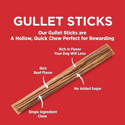 Barkworthies Beef Gullet Sticks - 2 pk of 12 - Natural, Chewy, Grain Free Dog Treats - Long Lasting Dog Chew - Dental Chews for Healthy Teeth & Bones